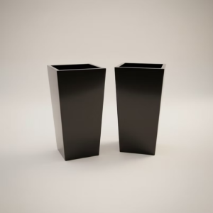 Pair of Fibreglass Tall Black Planters