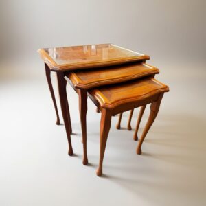 Yew Wood & Glass Nest of Tables