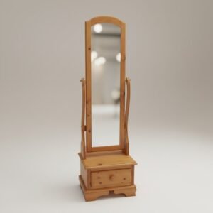 Pine Cheval Mirror with drawer