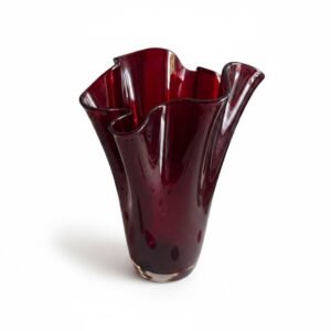 Ruby Red Handkercheif Style Vase