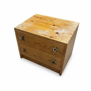 Vintage English Pine Campaign Style Chest of 2 Drawers
