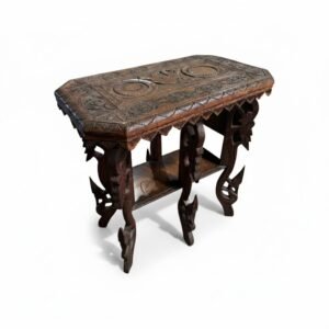 Antique Carved Table, Indian Teak Victorian