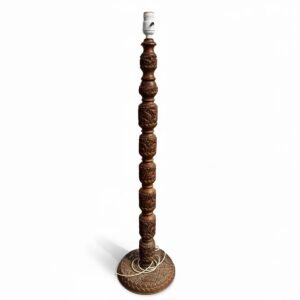 Vintage Kashmiri Hand carved Solid Wood Standard Lamp