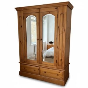 Country Pine Large Mirrored Wardrobe